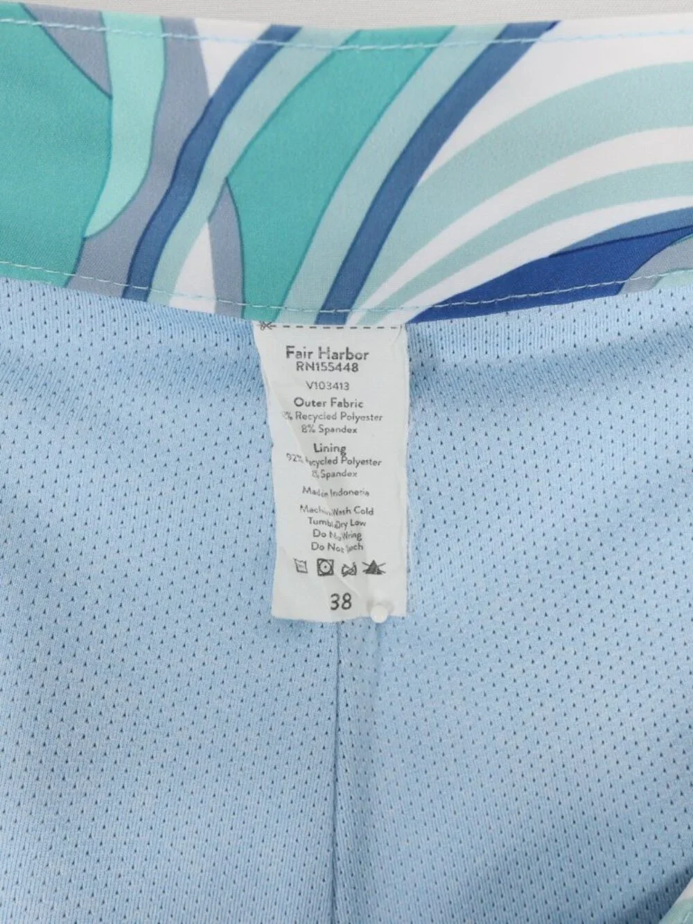 Fair Harbor Swim Trunks Mens 38 Blue Swirl Print BreezeKnit Lined Stretch